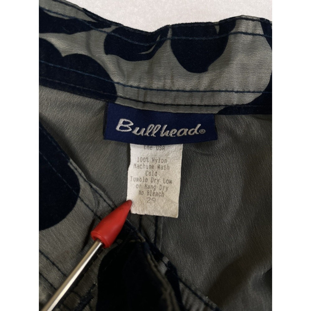 BULLHEAD Mens 29 Board Shorts Burnout Velvet Nylon Dark Blue Gray Made In USA - Picture 5 of 14
